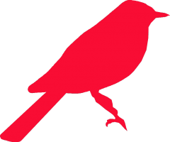 Red silhouette of a small bird 